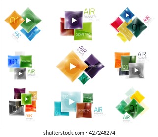 Collection of colorful square web boxes. Vector illustration