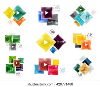 Collection of colorful square web boxes. Vector illustration