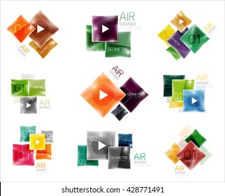 Collection of colorful square web boxes. Vector illustration