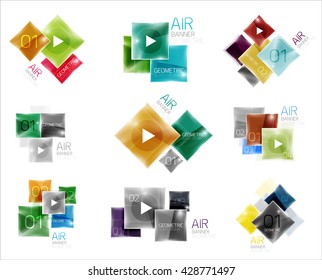 Collection of colorful square web boxes. Vector illustration