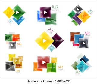 Collection of colorful square web boxes. Vector illustration