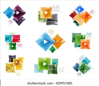 Kollektion von bunten quadratischen Web-Boxen. Vektorgrafik