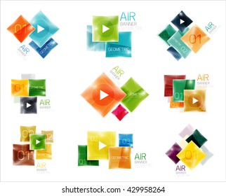 Collection of colorful square web boxes. Vector illustration