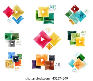 Collection of colorful square web boxes. Vector illustration