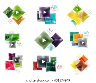 Collection of colorful square web boxes. Vector illustration