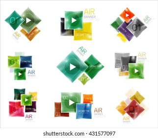 Collection of colorful square web boxes. Vector illustration