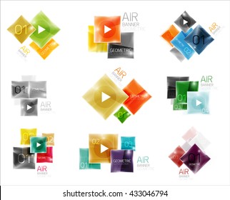 Collection of colorful square web boxes. Vector illustration