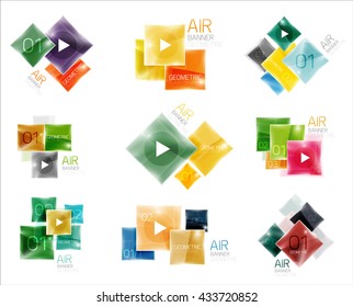 Collection of colorful square web boxes. Vector illustration