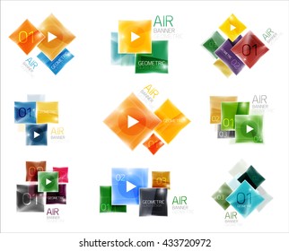 Collection of colorful square web boxes. Vector illustration