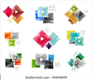 Collection of colorful square web boxes. Vector illustration