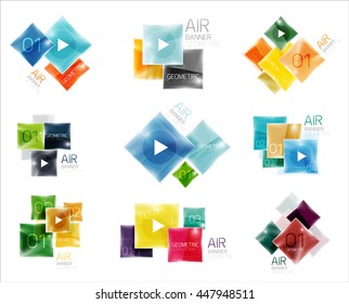 Collection of colorful square web boxes. Vector illustration