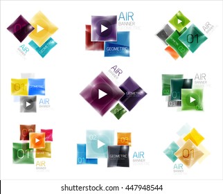 Collection of colorful square web boxes. Vector illustration