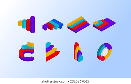 Collection of Colorful Step Infographic Element in 3D Style.