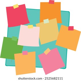 A collection of colorful sticky notes in various shades, including yellow and pink, arranged on a white surface, ready for reminders and messages in an office setting