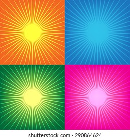 Collection of colorful sunburst abstract background vector illustration, eps10