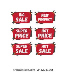 Collection of colorful super sale coupons and special offer tags of different shapes isolated vector