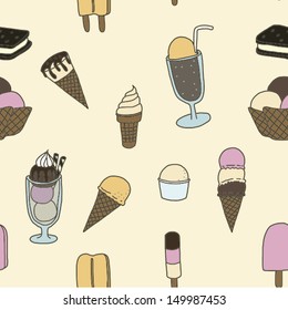 Collection of colorful tasty ice cream Seamless