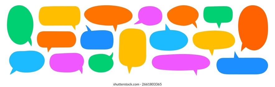 Colección de cuadro de texto colorido, burbujas de discurso iconos vectoriales