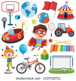 Collection Of Colorful Toys And Objects