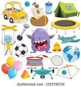Collection Of Colorful Toys And Objects