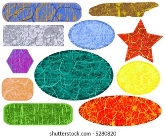 Coleção de banners vetoriais coloridos com grunge como elementos separados