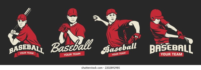 Collection of colorful Vector Baseball logo. Baseball logo set. Baseball badge logo design template. Sport team identity icon, vector illustration