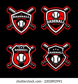 Colección del colorido logo del Béisbol Vector. Logotipo del béisbol. Plantilla de diseño del logotipo de la placa de béisbol. Icono de identidad de equipo deportivo, ilustración vectorial