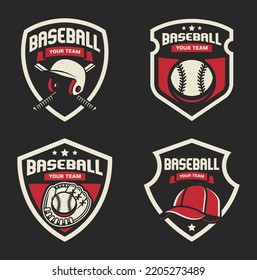 Colección del colorido logo del Béisbol Vector. Logotipo del béisbol. Plantilla de diseño del logotipo de la placa de béisbol. Icono de identidad de equipo deportivo, ilustración vectorial