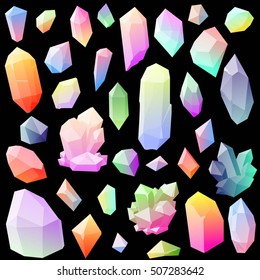 Collection of colorful vector crystals.