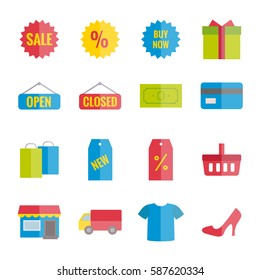 Collection of colorful vector flat shopping for web, print, mobile apps