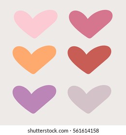 Collection of colorful vector hearts. 