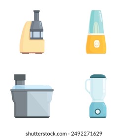 Collection of colorful vector icons representing various kitchen appliances