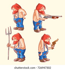 Kollektion von bunter Vektorillustration, Illustration von Rothals oder Bauern