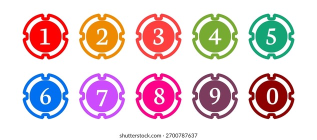A collection of colorful vector numbers from zero to nine. A collection of number icons, number markers, tag icons, and steps.