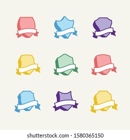 Collection of Colorful Vector Shield Badges with Ribbons