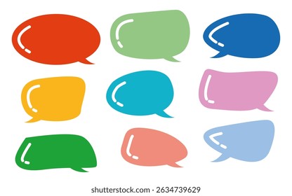 Colección de coloridas burbujas de discurso de Vector para diseños de chat, conversación y comunicación