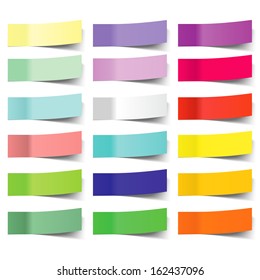 collection of colorful vector sticky notes, transparent shadows 