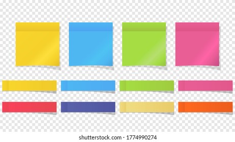 collection of colorful vector sticky notes, transparent shadows