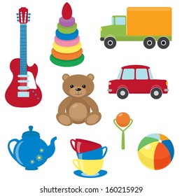 Collection of colorful vector toys