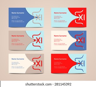 collection of colorful visiting cards, vector illustration, eps 10 with transparency