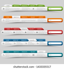 Collection colorful website design navigation with bookmarks template