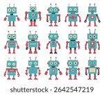 Collection of colorful, whimsical robots with different expressions.