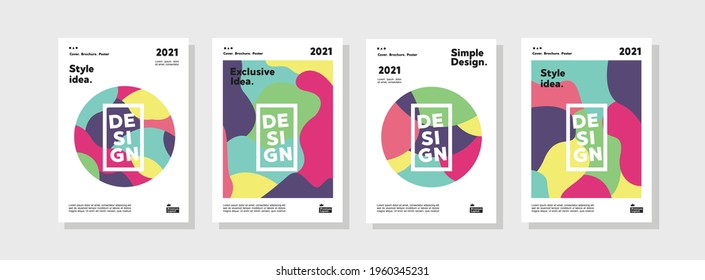 Colección de plantillas de patrones coloreadas. Los patrones corporativos de marca incluyen conjuntos de diseños de diseño, afiches y portadas de concepto.
