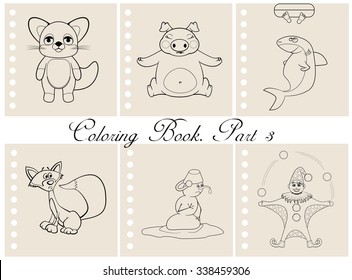 Collection of coloring book illustrations. Part 3