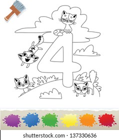 Collection Coloring Book for Kids: Number 4, Cats