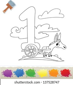 Collection Coloring Book for Kids: Number 1, Donkey
