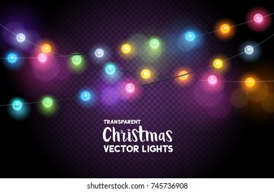 A collection of colourful Christmas fairy lights. Vector illustration.