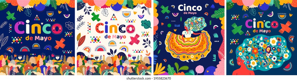 Collection of colourful designs for Mexican holiday Chinco de Mayo	