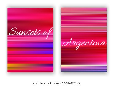 Collection of colourful gradient backgrounds for cover design or wallpaper for smartphone. Bright red summer colours of ocean sunset. 