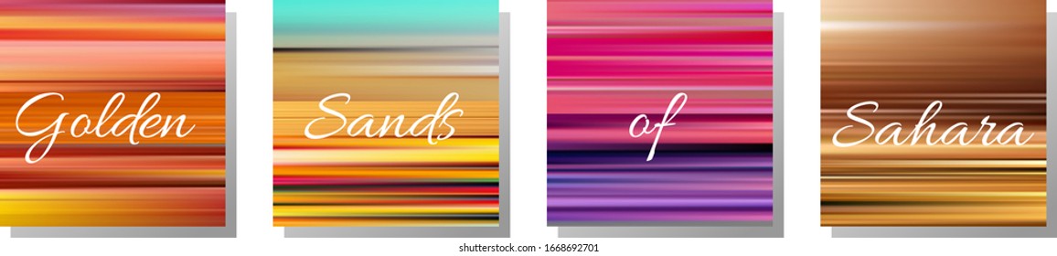 Collection of colourful gradient backgrounds for cover design or wallpaper for smartphone. Bright summer colours of ocean, sea, tropical island beach, flowers, sky. 